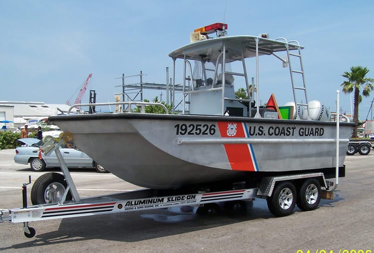 aluminum slide on coast guard boat trailer